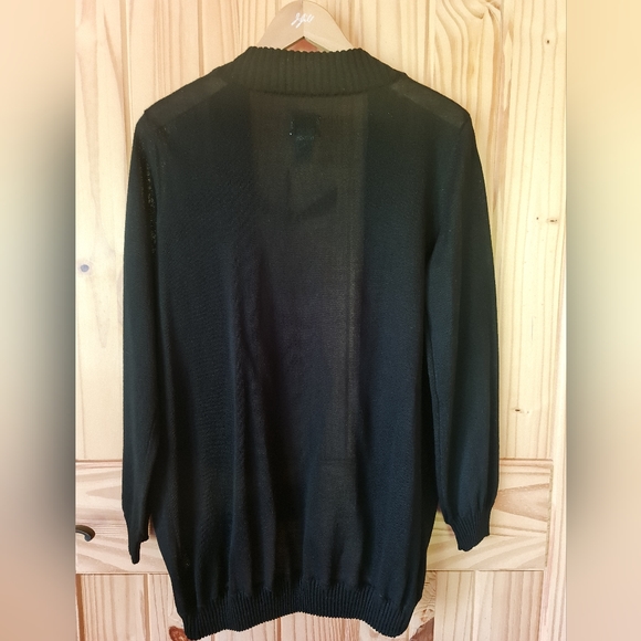 Chico's Open Shawl Front Sweater Ribbing Semi-Sheer Black EUC Size 1 - Picture 3 of 6